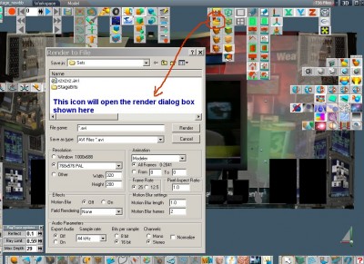 a pic of the model side render icon and dialog box