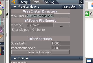 put address in vray panel on  translator like this:<br />E:\VrayStandalone\vray\bin\vray.exe